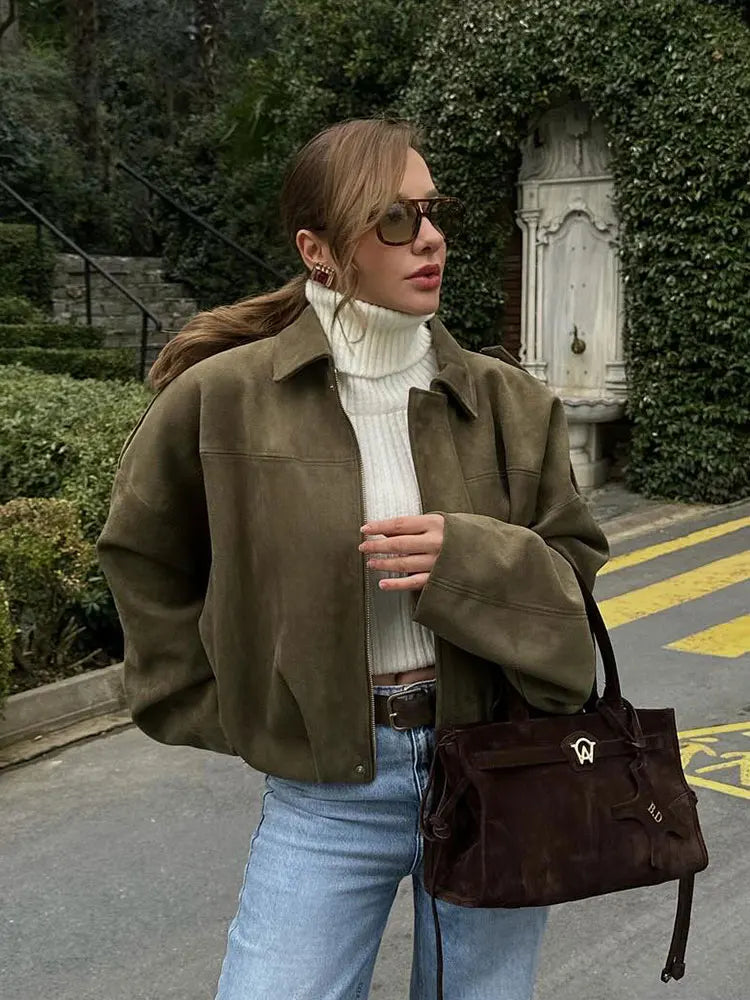 Cappotto lungo casual scamosciato| Street Fashion